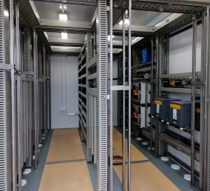 Internal view of a Relocatable Equipment Buildings (REBS)