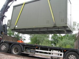 Lifting off HIAB Lorry - Seaward Way Level Crossing West Somerset Railway REB