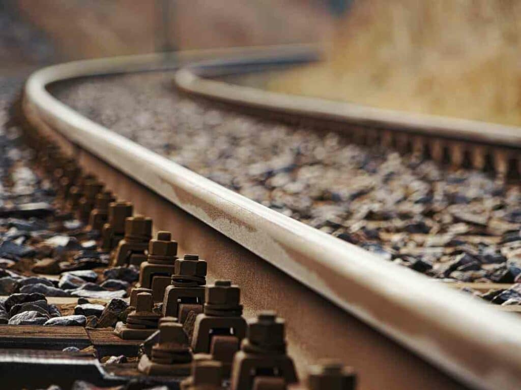 Close up photo of railway tracks