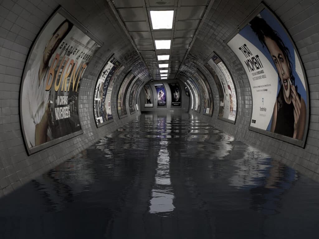 Flooding in part of London underground station