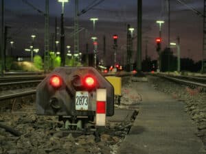 Train traffic lights on red signals