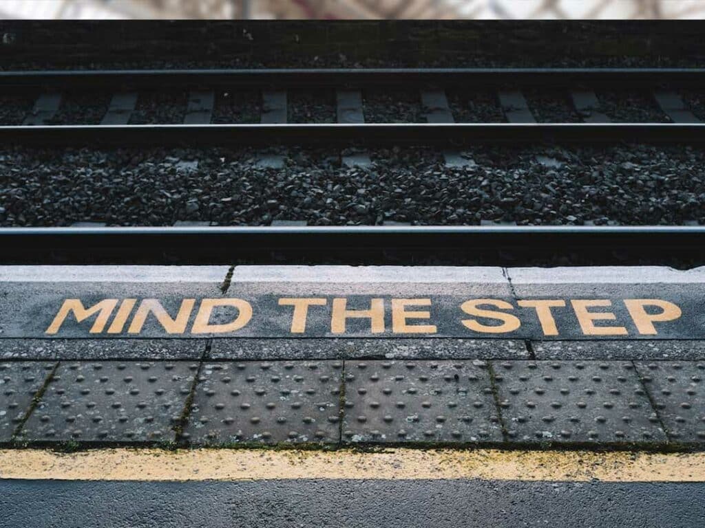 Platform showing Mind The Step