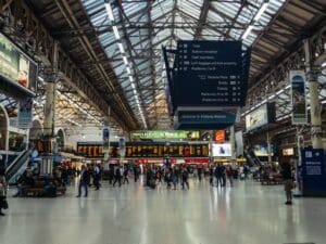 Train station showing digital technology is key within rail control systems across the rail industry