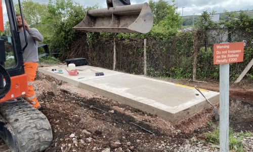 concrete base - Seaward Way Level Crossing West Somerset Railway REB